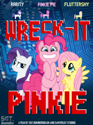 Size: 500x672 | Tagged: safe, fluttershy, pinkie pie, rarity, earth pony, pegasus, pony, unicorn, disney, parody, religion in the comments, smiling, wreck-it ralph