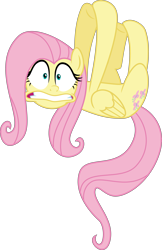 Size: 3567x5491 | Tagged: safe, artist:osipush, fluttershy, pegasus, pony, 28 pranks later, absurd resolution, female, mare, scared, simple background, solo, transparent background, underhoof, vector