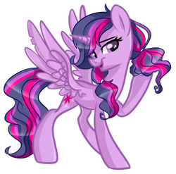 Size: 627x619 | Tagged: safe, artist:frostykat13, derpibooru import, twilight sparkle, twilight sparkle (alicorn), alicorn, pony, alternate hairstyle, female, mare, pigtails, solo