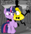 Size: 1844x1984 | Tagged: safe, derpibooru import, twilight sparkle, twilight sparkle (alicorn), alicorn, pony, bill cipher, crossover, female, gravity falls, gray style, mare, twilight's castle