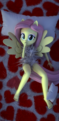 Size: 1440x2960 | Tagged: safe, artist:creatorofpony, artist:efk-san, derpibooru import, fluttershy, equestria girls, 3d, barefoot, bed, bedroom, blender, cellphone, clothes, feet, female, phone, pillow, ponied up, smartphone, solo, wallpaper