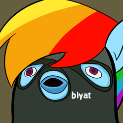 Size: 1985x1985 | Tagged: safe, artist:machstyle, derpibooru import, rainbow dash, pegasus, pony, blyat, cyka blyat, female, funny, mare, meme, russian meme, simple, solo