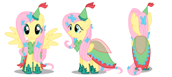 Size: 2800x1250 | Tagged: safe, artist:dragonchaser123, fluttershy, pegasus, pony, clothes, cute, dress, gala dress, simple background, solo, transparent background, vector