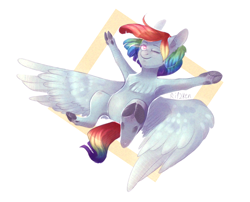 Size: 1992x1608 | Tagged: safe, artist:ri12ktn, derpibooru import, rainbow dash, pegasus, pony, armpits, female, mare, simple background, solo, spread wings, white background, wings