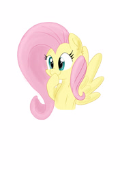 Size: 2456x3484 | Tagged: safe, artist:meowmavi, fluttershy, pegasus, pony, bust, cute, hoof on chin, portrait, simple background, smiling, solo, white background