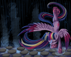 Size: 2000x1600 | Tagged: safe, artist:sakurawolfer, derpibooru import, twilight sparkle, twilight sparkle (alicorn), alicorn, pony, eyes closed, female, mare, meditating, rainbow power, solo