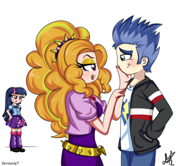 Size: 790x750 | Tagged: safe, artist:lucy-tan, derpibooru import, adagio dazzle, flash sentry, twilight sparkle, equestria girls, rainbow rocks, adagio dazzle gets around, blushing, female, flashagio, headband, human coloration, husbando thief, male, shipping, spiked headband, straight