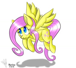 Size: 1024x917 | Tagged: safe, artist:jadehellfire, fluttershy, pegasus, pony, floating, looking away, shy, simple background, solo, spread wings, watermark, white background