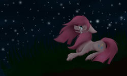 Size: 1000x600 | Tagged: safe, artist:phoenixnyshes, pinkie pie, earth pony, pony, crying, night, pinkamena diane pie, sad, solo