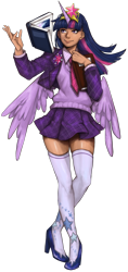 Size: 800x1693 | Tagged: safe, artist:tatinee, derpibooru import, twilight sparkle, twilight sparkle (alicorn), alicorn, human, clothes, humanized, solo, stockings