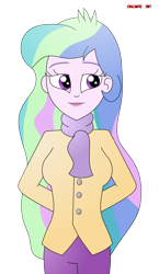 Size: 1156x1998 | Tagged: safe, artist:crazautiz, princess celestia, principal celestia, equestria girls, clothes, female, hands behind back, pants, scarf, simple background, solo, transparent background, winter outfit