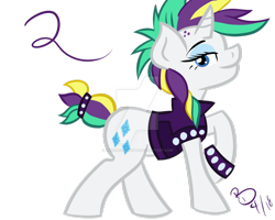 Size: 1024x819 | Tagged: safe, artist:koharuveddette, rarity, pony, unicorn, it isn't the mane thing about you, alternate hairstyle, deviantart watermark, punk, raripunk, simple background, solo, transparent background, watermark