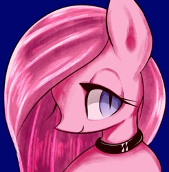 Size: 766x779 | Tagged: safe, artist:91o42, pinkie pie, earth pony, pony, bust, choker, pinkamena diane pie, portrait, simple background, slit eyes, solo