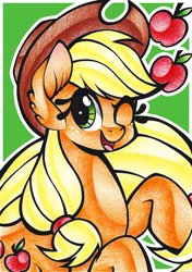 Size: 1024x1457 | Tagged: safe, artist:j-lin-mlp, part of a set, applejack, earth pony, pony, solo, traditional art