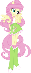 Size: 3000x6958 | Tagged: safe, artist:aqua-pony, fluttershy, equestria girls, absurd resolution, boots, clothes, cute, flash puppet, high heel boots, ponied up, ponytail, shyabetes, skirt, smiling, socks, solo, tanktop, wings