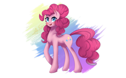 Size: 1600x1000 | Tagged: safe, artist:myralilth, pinkie pie, earth pony, pony, open mouth, solo