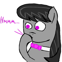 Size: 500x500 | Tagged: safe, octavia melody, earth pony, pony, bowtie, bust, female, hoof on chin, mare, simple background, sniffing, solo, speech bubble, talking, transparent background