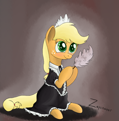 Size: 2874x2944 | Tagged: safe, artist:zaponator, applejack, earth pony, pony, clothes, maid, solo