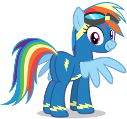 Size: 3000x2800 | Tagged: safe, derpibooru import, rainbow dash, pegasus, pony, absurd resolution, butt, clothes, cute, dashabetes, female, goggles, looking at you, looking back, looking back at you, mare, plot, rainbutt dash, scrunchy face, simple background, solo, spread wings, transparent background, uniform, vector, wingboner, wings, wonderbolts uniform