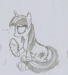 Size: 811x895 | Tagged: safe, artist:shadowluigimwahaha, derpibooru import, twilight sparkle, bandage, monochrome, traditional art