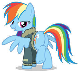 Size: 5500x5000 | Tagged: safe, derpibooru import, rainbow dash, pegasus, pony, absurd resolution, bomber jacket, butt, clothes, jacket, lidded eyes, lip bite, looking back, plot, rainbutt dash, raised hoof, simple background, solo, stupid sexy rainbow dash, transparent background, vector