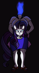 Size: 1651x3067 | Tagged: safe, artist:heartshielder1991, rarity, anthro, dullahan, plantigrade anthro, unicorn, disembodied head, female, gradient background, headless, looking at you, modular, solo