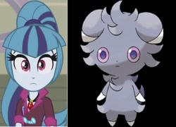 Size: 868x626 | Tagged: safe, sonata dusk, equestria girls, rainbow rocks, espurr, pokémon, stare, starenata, thousand yard stare