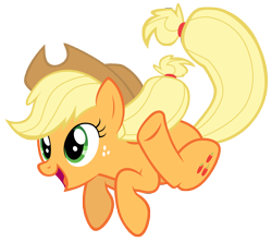 Size: 7900x7000 | Tagged: safe, artist:tardifice, applejack, earth pony, pony, the cutie map, absurd resolution, cowboy hat, hat, jumping, open mouth, silly, silly pony, simple background, smiling, solo, stetson, transparent background, vector, who's a silly pony