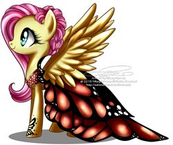 Size: 1200x1002 | Tagged: safe, artist:tiffanymarsou, fluttershy, pegasus, pony, clothes, cute, dress, gala dress, shyabetes, solo