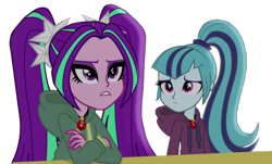 Size: 1150x695 | Tagged: safe, artist:abtoons, edit, screencap, aria blaze, sonata dusk, equestria girls, rainbow rocks, cropped