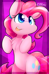 Size: 1280x1920 | Tagged: safe, artist:dshou, pinkie pie, earth pony, pony, chest fluff, cute, diapinkes, female, mare, open mouth, solo