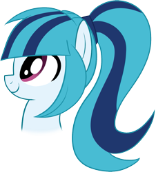 Size: 909x1004 | Tagged: safe, artist:mishti14, sonata dusk, pony, equestria girls, rainbow rocks, bust, equestria girls ponified, ponified, ponytail, simple background, smiling, solo