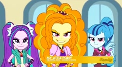 Size: 613x336 | Tagged: safe, screencap, adagio dazzle, aria blaze, sonata dusk, equestria girls, rainbow rocks, discovery family, discovery family logo, the dazzlings