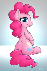 Size: 1024x1536 | Tagged: safe, artist:10art1, pinkie pie, earth pony, pony, balloonbutt, chest fluff, cute, plot, solo