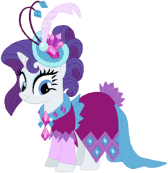 Size: 480x495 | Tagged: safe, artist:featherfury, artist:selenaede, rarity, pony, unicorn, make new friends but keep discord, base used, clothes, dress, female, hat, mare, simple background, solo, story included, vector, white background