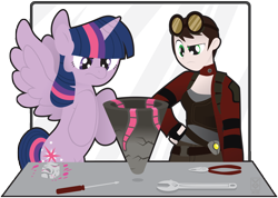 Size: 10460x7456 | Tagged: safe, artist:inspectornills, derpibooru import, twilight sparkle, twilight sparkle (alicorn), alicorn, human, pony, absurd resolution, borderlands, borderlands 2, crossover, female, mare, patricia tannis