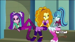 Size: 1920x1080 | Tagged: safe, screencap, adagio dazzle, aria blaze, sonata dusk, equestria girls, rainbow rocks, sitting, the dazzlings