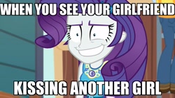 Size: 1920x1080 | Tagged: safe, edit, edited screencap, screencap, rarity, better together, equestria girls, rollercoaster of friendship, clothes, faic, female, geode of shielding, image macro, jacket, jealous, lesbian, meme, shipping war