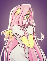 Size: 1092x1405 | Tagged: safe, artist:kyotoxart, fluttershy, anthro, clothes, floppy ears, flutternurse, gloves, latex, latex gloves, nurse outfit, rubber gloves, solo, surgical mask