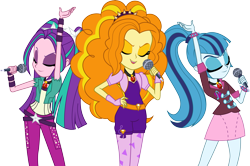 Size: 4523x3000 | Tagged: safe, artist:theshadowstone, adagio dazzle, aria blaze, sonata dusk, equestria girls, rainbow rocks, absurd resolution, eyes closed, microphone, open mouth, simple background, singing, the dazzlings, transparent background, vector