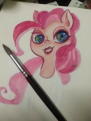 Size: 720x960 | Tagged: safe, pinkie pie, earth pony, pony, paintbrush, painting, solo, traditional art