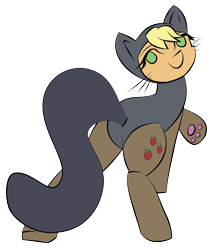 Size: 1985x2323 | Tagged: safe, artist:liracrown, applejack, earth pony, pony, applecat, cat ears, cat tail, catsuit, clothes, costume, nightmare night, paws, simple background, solo, transparent background, vector