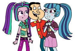 Size: 981x667 | Tagged: safe, artist:mighty355, aria blaze, sonata dusk, equestria girls, rainbow rocks, crossover, family guy, glenn quagmire, imminent rape, imminent sex, quagmire, simple background, this will end in jail time, this will end in tears, transparent background