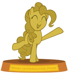 Size: 3200x3423 | Tagged: safe, artist:slb94, pinkie pie, earth pony, pony, award, excited, pone, simple background, transparent background, trophy, vector