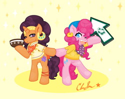 Size: 914x728 | Tagged: safe, artist:clairbanthedoll, pinkie pie, saffron masala, pony, spice up your life, bipedal