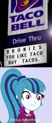 Size: 406x960 | Tagged: safe, sonata dusk, equestria girls, rainbow rocks, brony, bronybait, heavy breathing, image macro, meme, sonata fuel, sonataco, starenata, taco, taco bell, they know