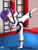 Size: 2625x3500 | Tagged: safe, artist:danmakuman, part of a set, rarity, human, absolute cleavage, alternate hairstyle, barefoot, black belt, breasts, cleavage, clothes, commission, dojo, eyeshadow, feet, female, gi, high res, humanized, lipstick, makeup, martial artist rarity, martial arts, mat, open mouth, ponytail, punching bag, raised leg, rarisass, robe, serious, serious face, side kick, solo, sweat, taekwondo, trousers