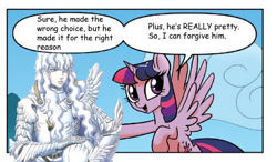 Size: 714x418 | Tagged: safe, derpibooru import, edit, idw, twilight sparkle, twilight sparkle (alicorn), alicorn, pony, spoiler:comic, spoiler:comic23, berserk, exploitable meme, female, griffith, mare, meme, twilight justifies evil meme