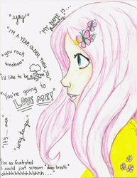 Size: 2550x3300 | Tagged: safe, artist:distant-devian, fluttershy, human, humanized, quote, solo