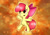 Size: 3508x2480 | Tagged: safe, artist:conniethecasanova, artist:flamevulture17, derpibooru import, edit, apple bloom, pony, adorabloom, bipedal, bow, cute, hair bow, high res, red hair, red tail, smiling, solo, wallpaper, wallpaper edit